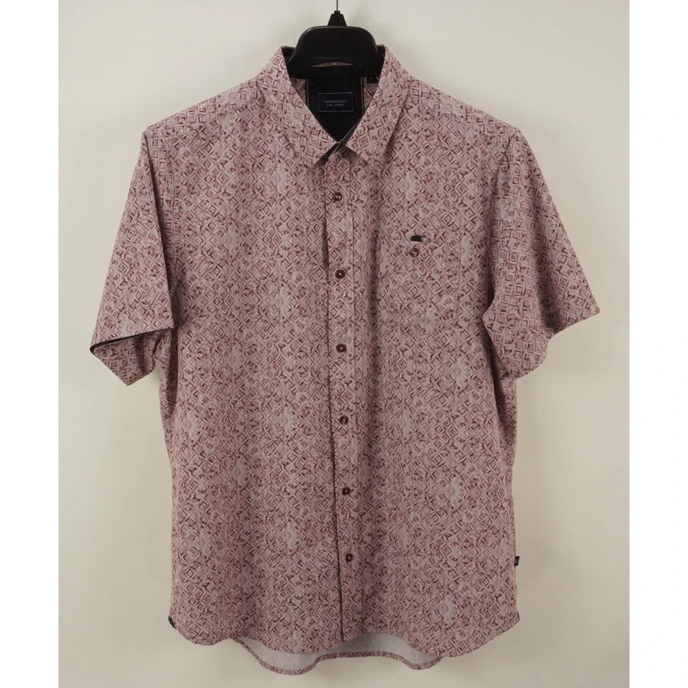 7 Diamonds Track Stars Woven Stretch Performance Button Shirt Mens XL Geometric - Picture 1 of 8